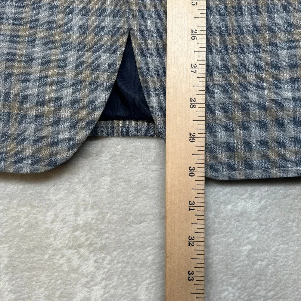 Tommy Hilfiger Check Sport Coat Mens 38R 36 Blue Tan Plaid Flex‎ $295 NEW